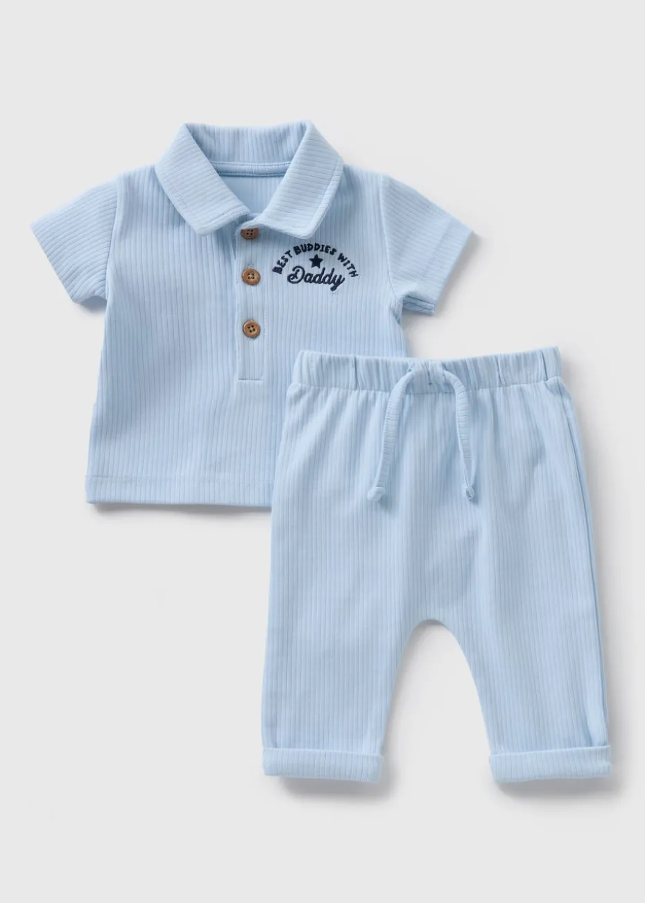 Baby Blue Daddy Polo & Trouser Set (Newborn-23mths)