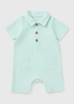 Baby Blue Polo Romper (Newborn-23mths)