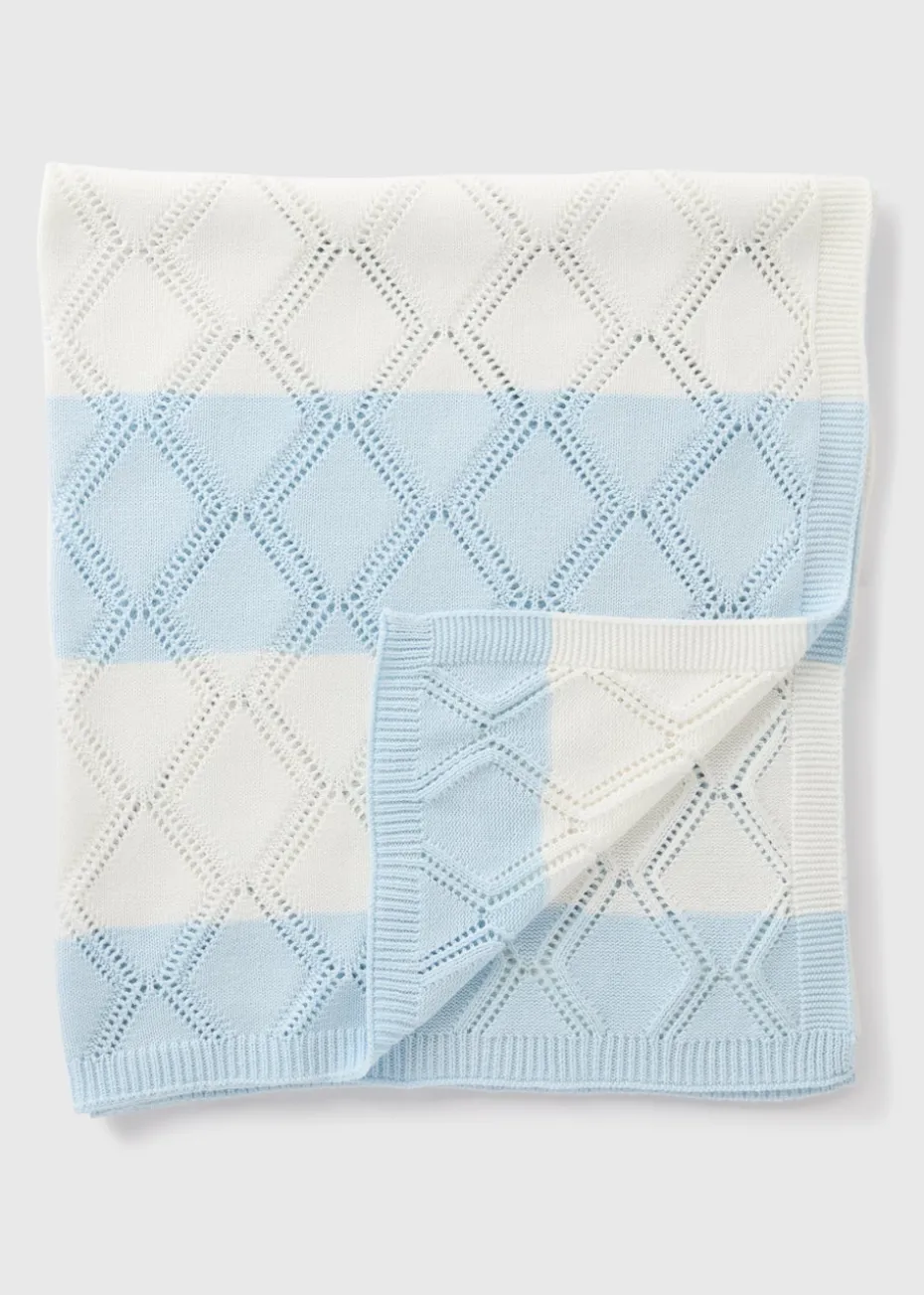 Baby Blue Stripe Knitted Blanket
