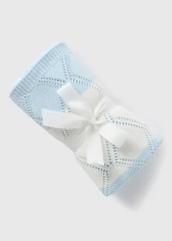 Baby Blue Stripe Knitted Blanket