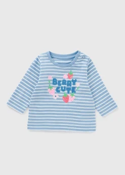 Baby Blue Stripe Strawberry Long Sleeve Top