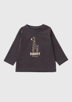 Baby Charcoal Giraffe Daddy Long Sleeve Top (Newborn-23mths)