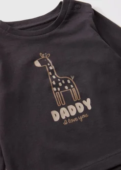 Baby Charcoal Giraffe Daddy Long Sleeve Top (Newborn-23mths)