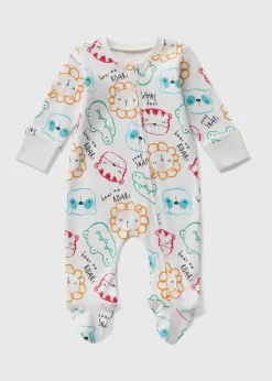 Baby Cream Animal Zip Sleepsuit (Newborn-18mths)