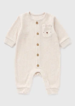 Baby Cream Bear Ribbed Romper (Newborn-18mths)