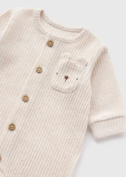 Baby Cream Bear Ribbed Romper (Newborn-18mths)