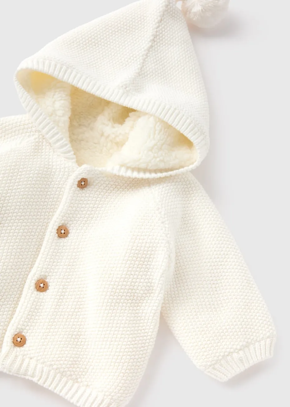 Baby Cream Borg Lined Cardigan (Newborn-23mths)