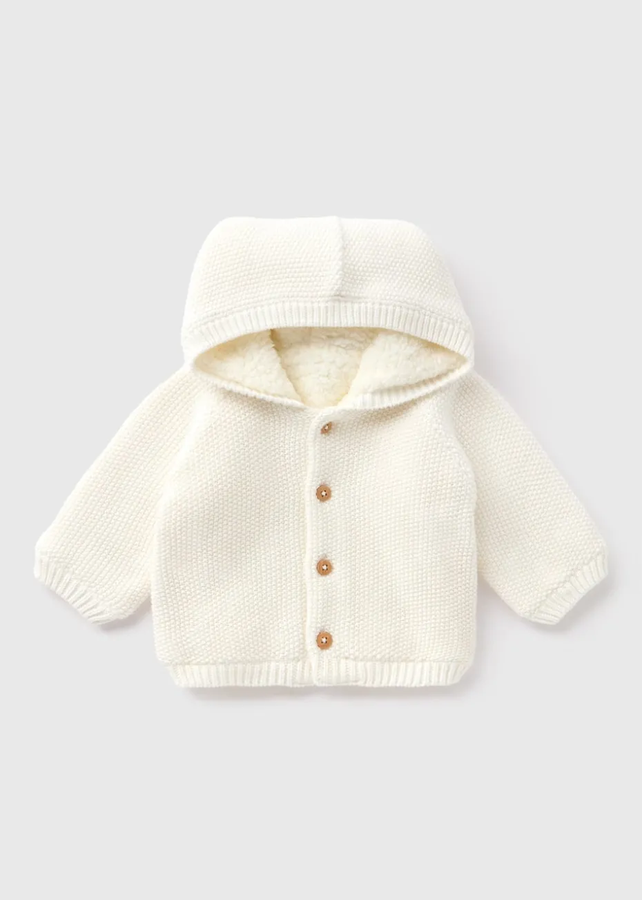 Baby Cream Borg Lined Cardigan (Newborn-23mths)