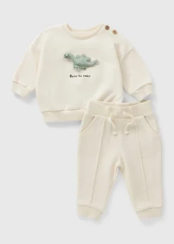 Baby Cream Dino Sweatshirt & Jogging Bottom Set (Newborn-23mths)