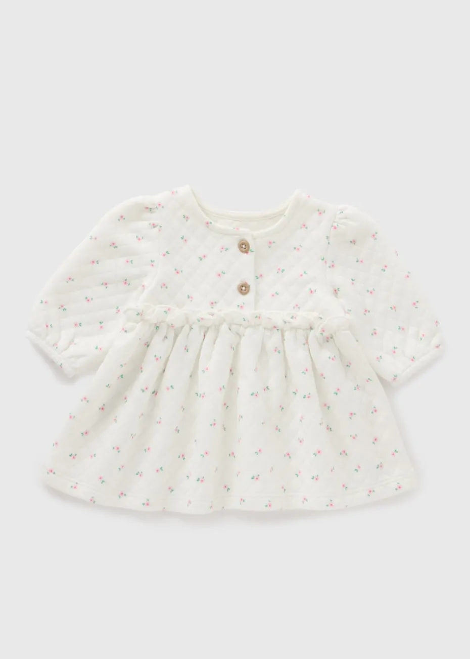 Baby Cream Floral Quilted Dress (Newborn-23mths)