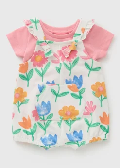 Baby Cream Floral Top & Dungaree Set (Newborn-23mths)