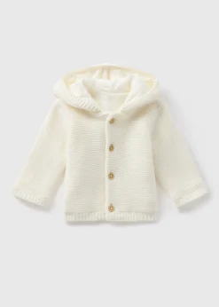 Baby Cream Jersey Lined Knitted Cardigan (Newborn-23mths)