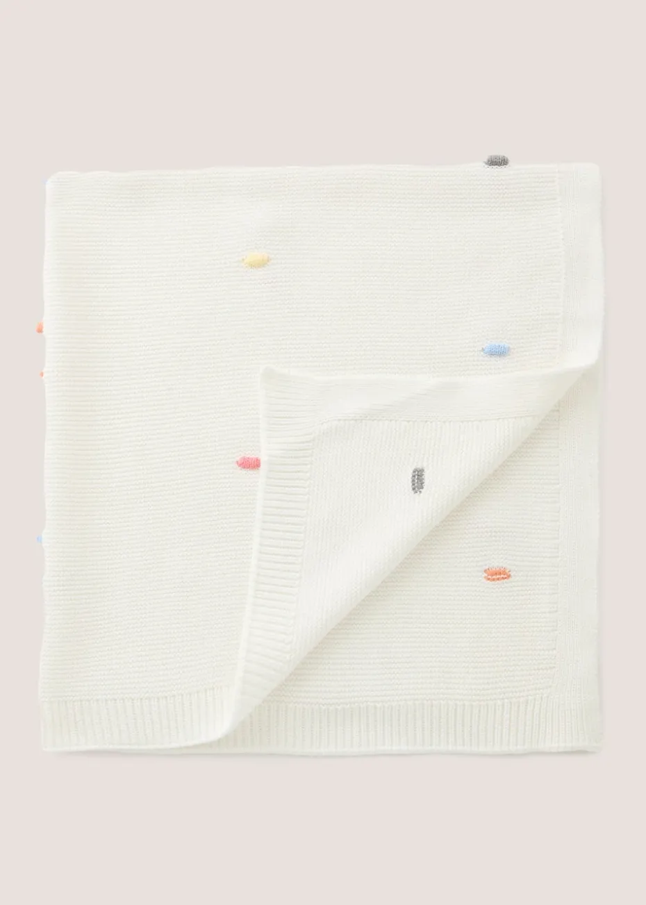 Baby Cream Knit Pom Pom Blanket