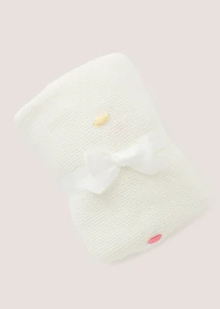 Baby Cream Knit Pom Pom Blanket