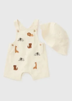 Baby Cream Safari Dungaree Set (Newborn-23mths)