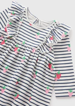 Baby Cream Stripe & Strawberry Dress (Newborn-23mths)