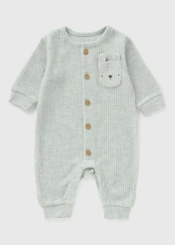 Baby Green Bear Ribbed Romper (Newborn-23mths)