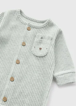 Baby Green Bear Ribbed Romper (Newborn-23mths)