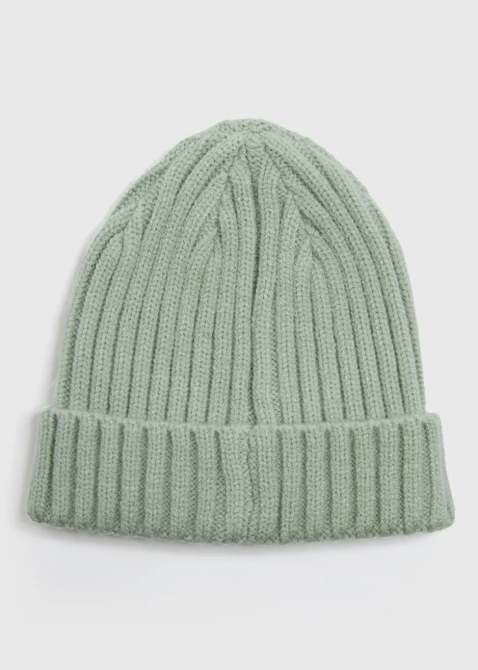 Baby Green Ribbed Beanie (Newborn-23mths)