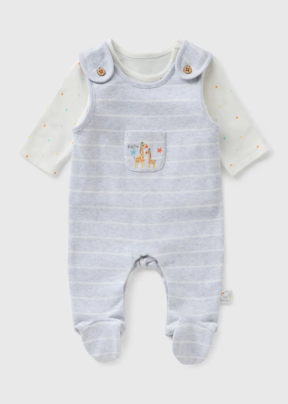 Baby Grey Stripe Dungaree (Newborn-6mths)