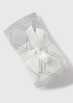 Baby Grey Stripe Knitted Blanket