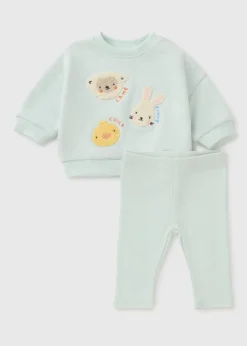 Baby Mint Animal Sweatshirt & Leggings Set (Newborn-23mths)