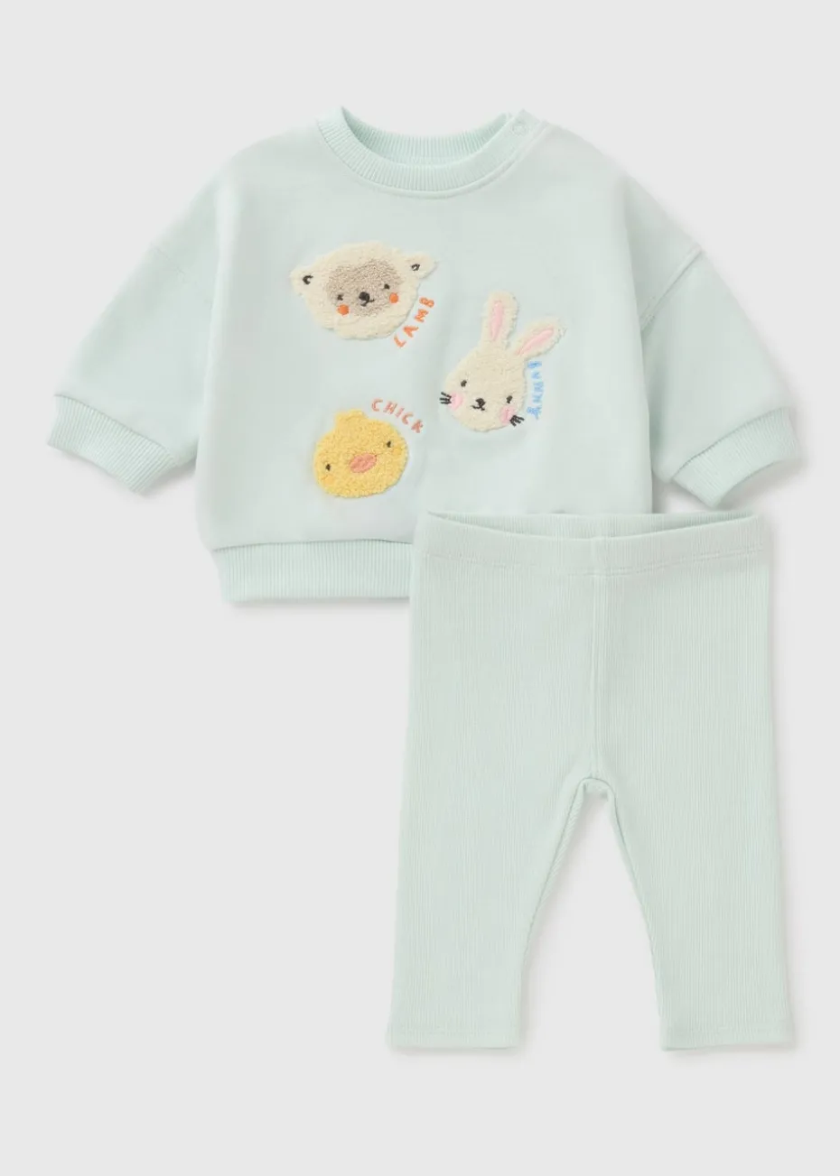 Baby Mint Animal Sweatshirt & Leggings Set (Newborn-23mths)