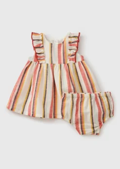 Baby Multicolour Stripe Linen Blend Dress (Newborn-23mths)