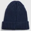 Baby Navy Ribbed Beanie (Newborn-23mths)