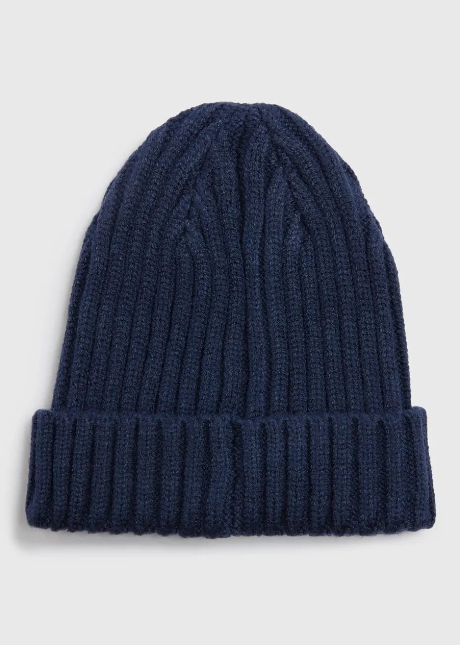Baby Navy Ribbed Beanie (Newborn-23mths)