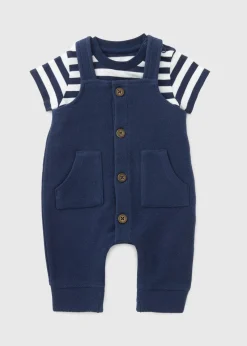 Baby Navy Stripe Top & Dungaree Set (Newborn-23mths)
