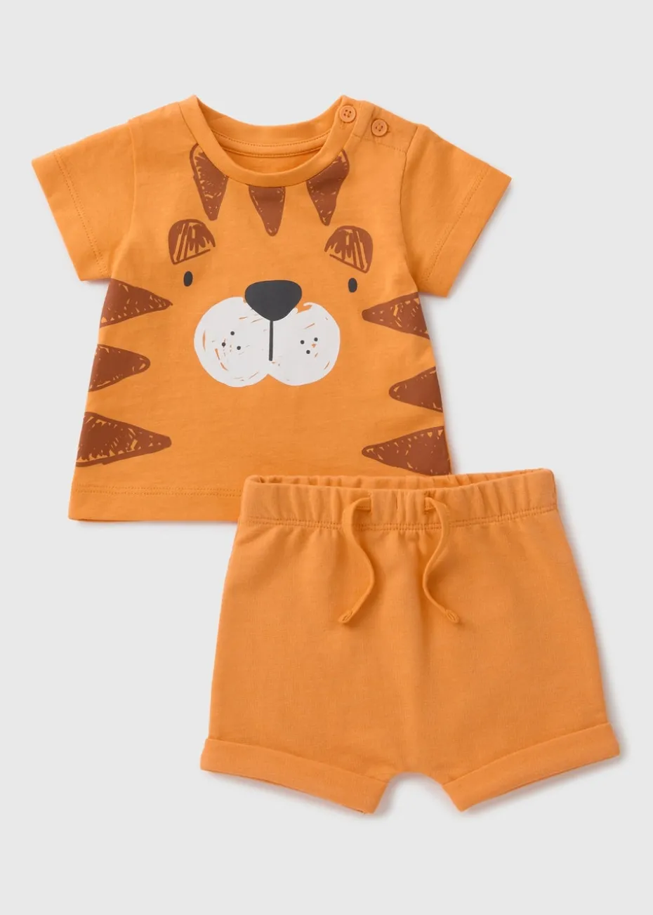 Baby Orange Tiger T-Shirt & Shorts Set (Newborn-23mths)