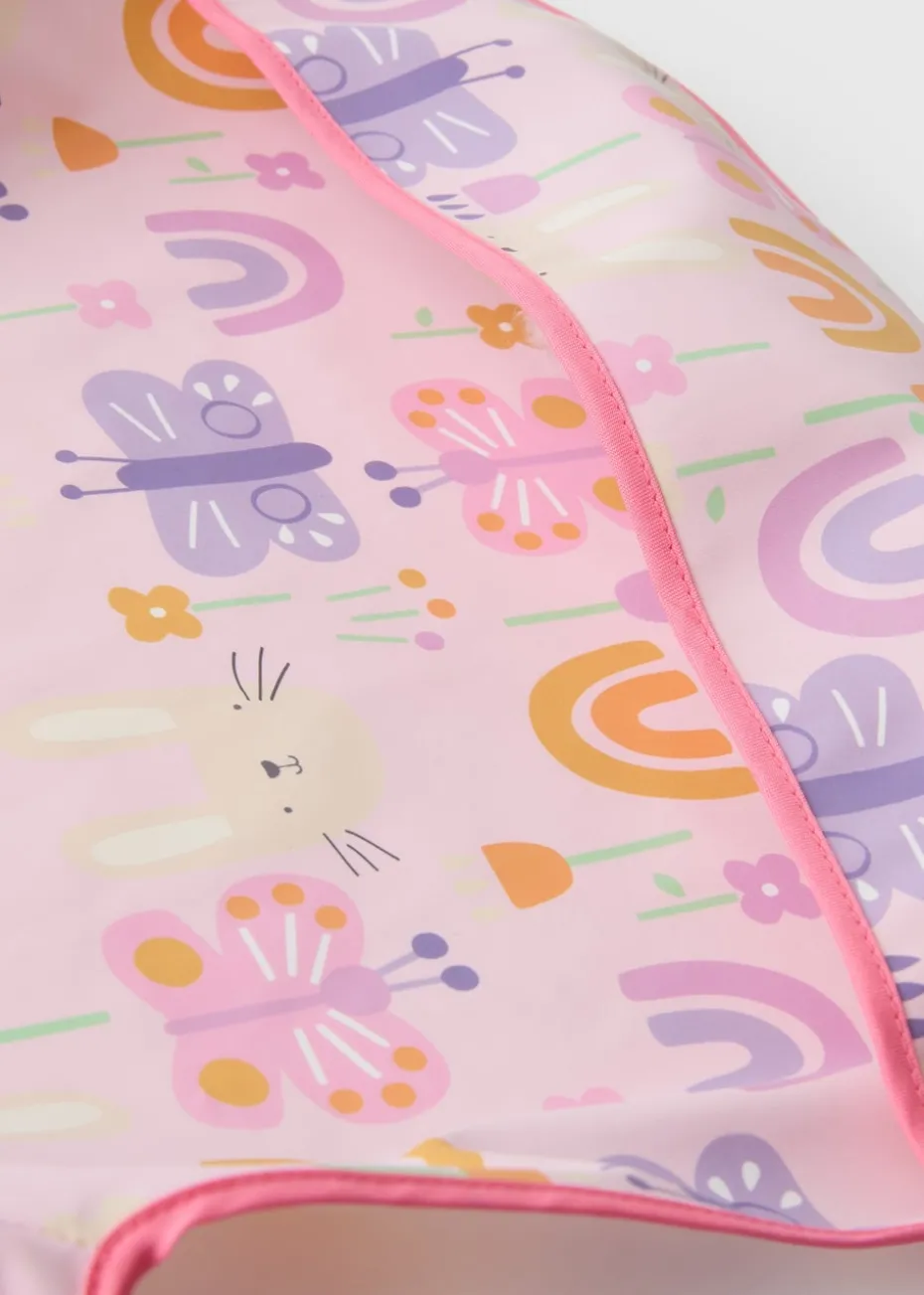 Baby Pink Butterfly Coverall Bib