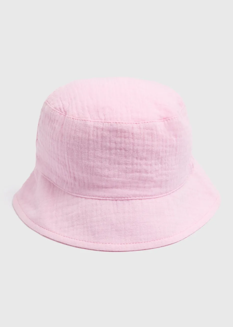 Baby Pink Crinkle Bucket Hat (Newborn-24mths)