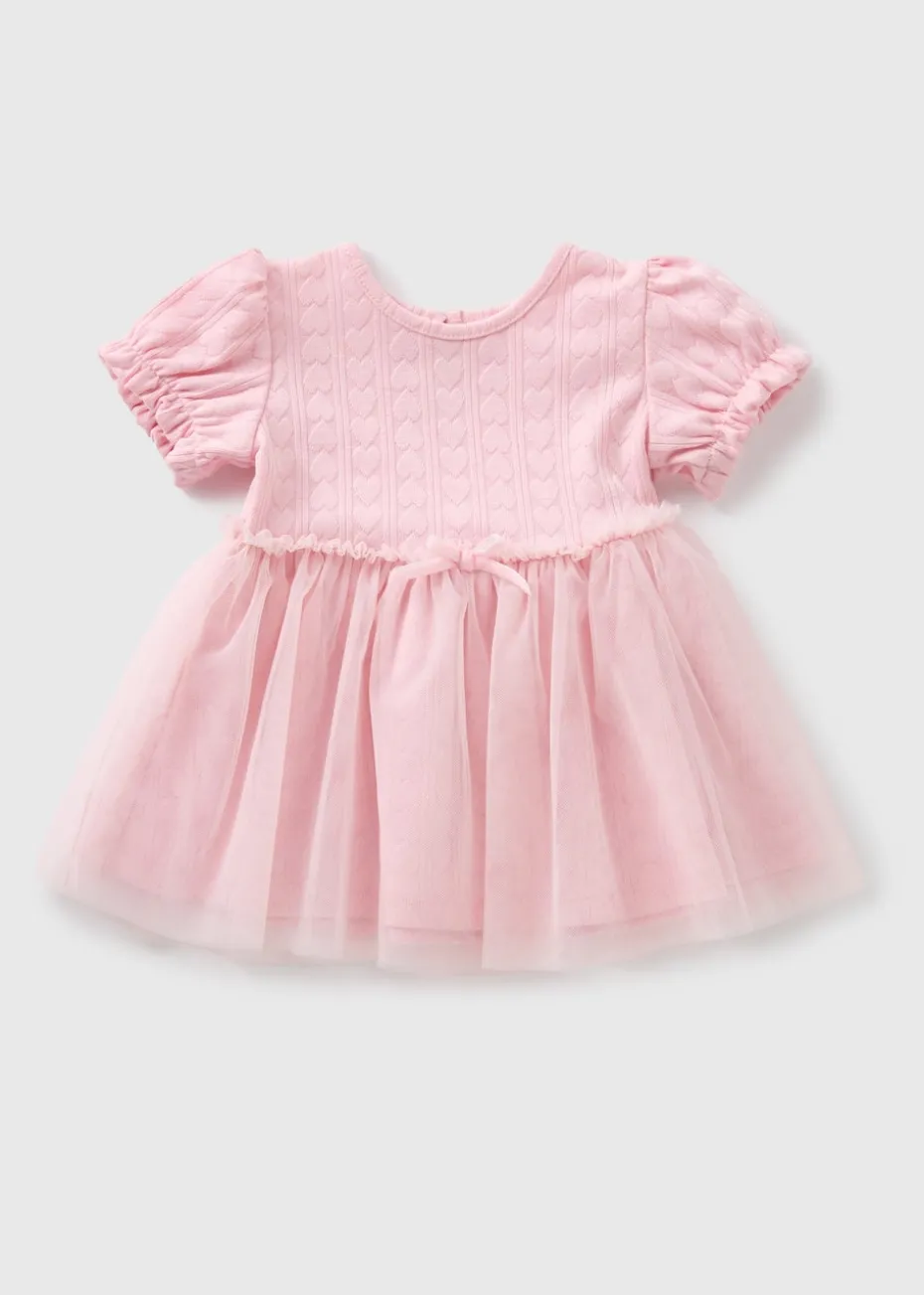 Baby Pink Heart Mesh Dress (Newborn-23mths)