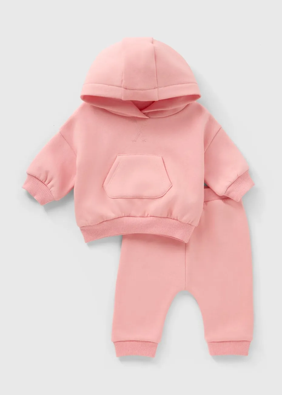 Baby Pink Hoodie & Jogging Bottom Set (Newborn-23mths)