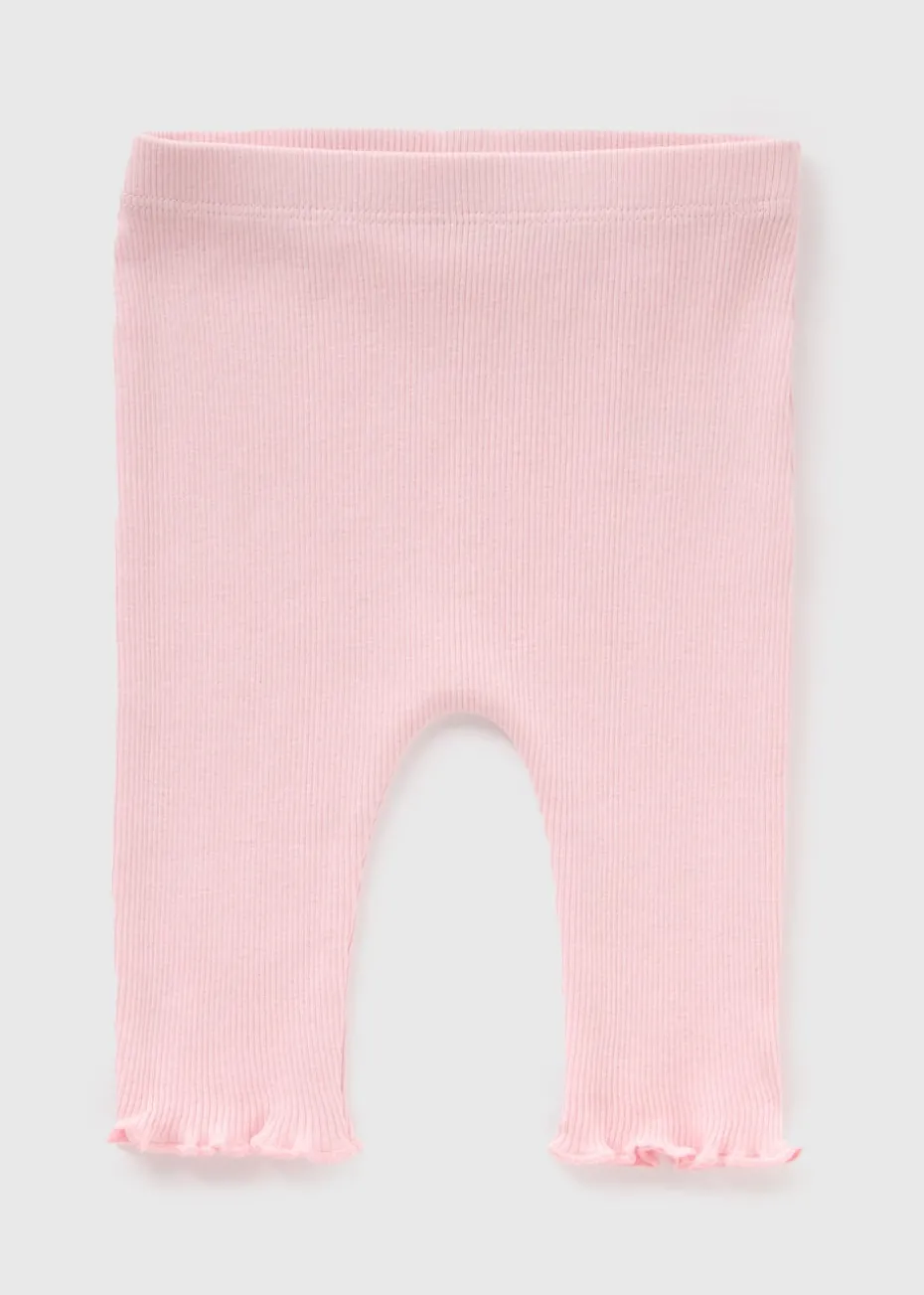 Baby Pink Ribbed Leggings (Newborn-23mths)