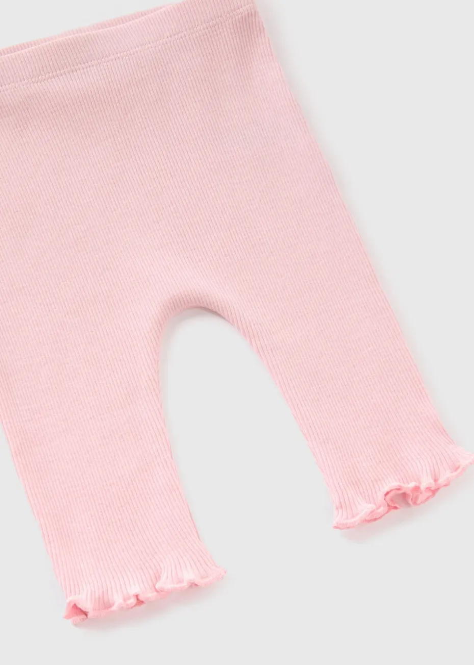 Baby Pink Ribbed Leggings (Newborn-23mths)