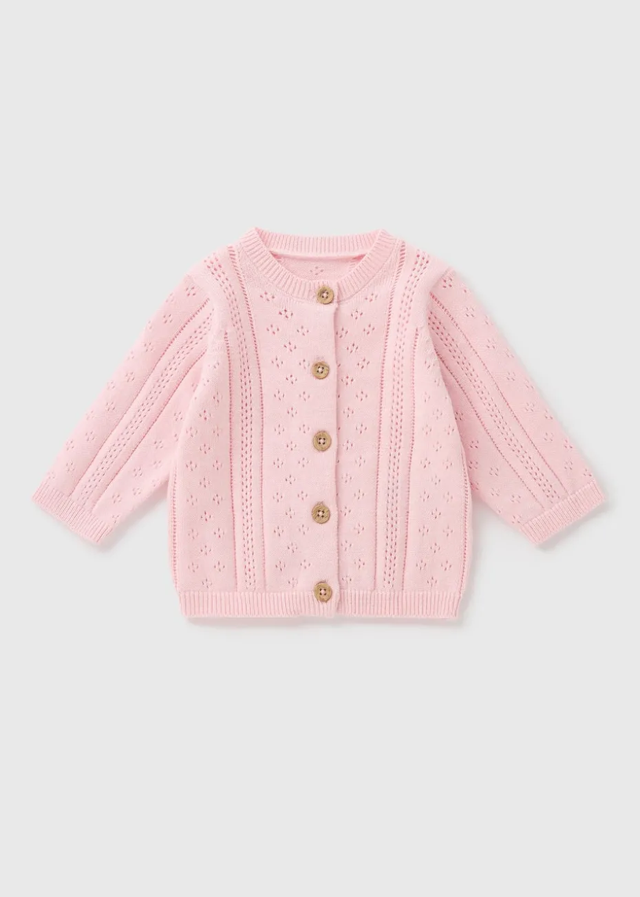 Baby Pink Stitch Cardigan (Newborn-23mths)