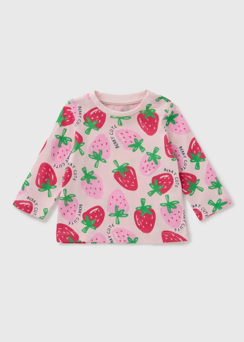 Baby Pink Strawberry Long Sleeve Top (Newborn-23mths)