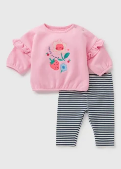 Baby Pink Strawberry Sweatshirt & Leggings Set (Newborn-23mths)