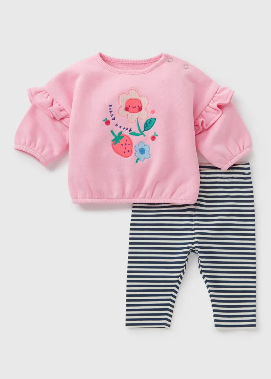 Baby Pink Strawberry Sweatshirt & Leggings Set (Newborn-23mths)