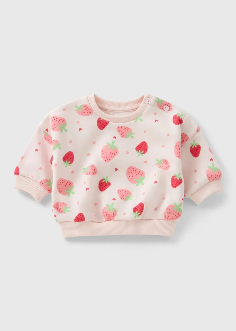 Baby Pink Strawberry Sweatshirt (Newborn-23mths)