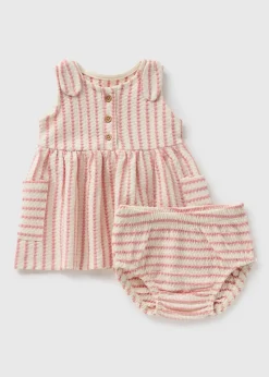 Baby Pink Stripe Dress & Knickers Set (Newborn-23mths)