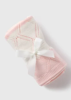 Baby Pink Stripe Knitted Blanket