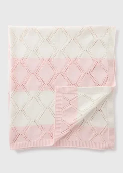 Baby Pink Stripe Knitted Blanket