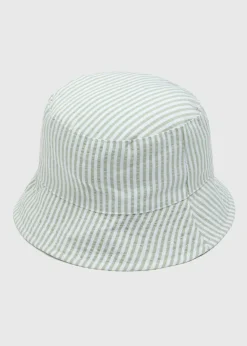 Baby Sage Crinkle Stripe Bucket Hat (Newborn-24mths)