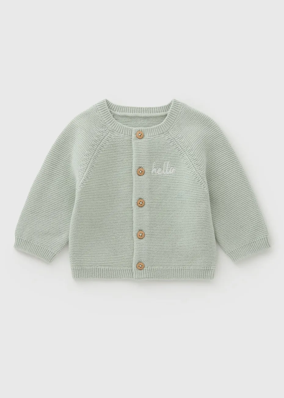 Baby Sage Knitted Raglan Cardigan (Newborn-12mths)
