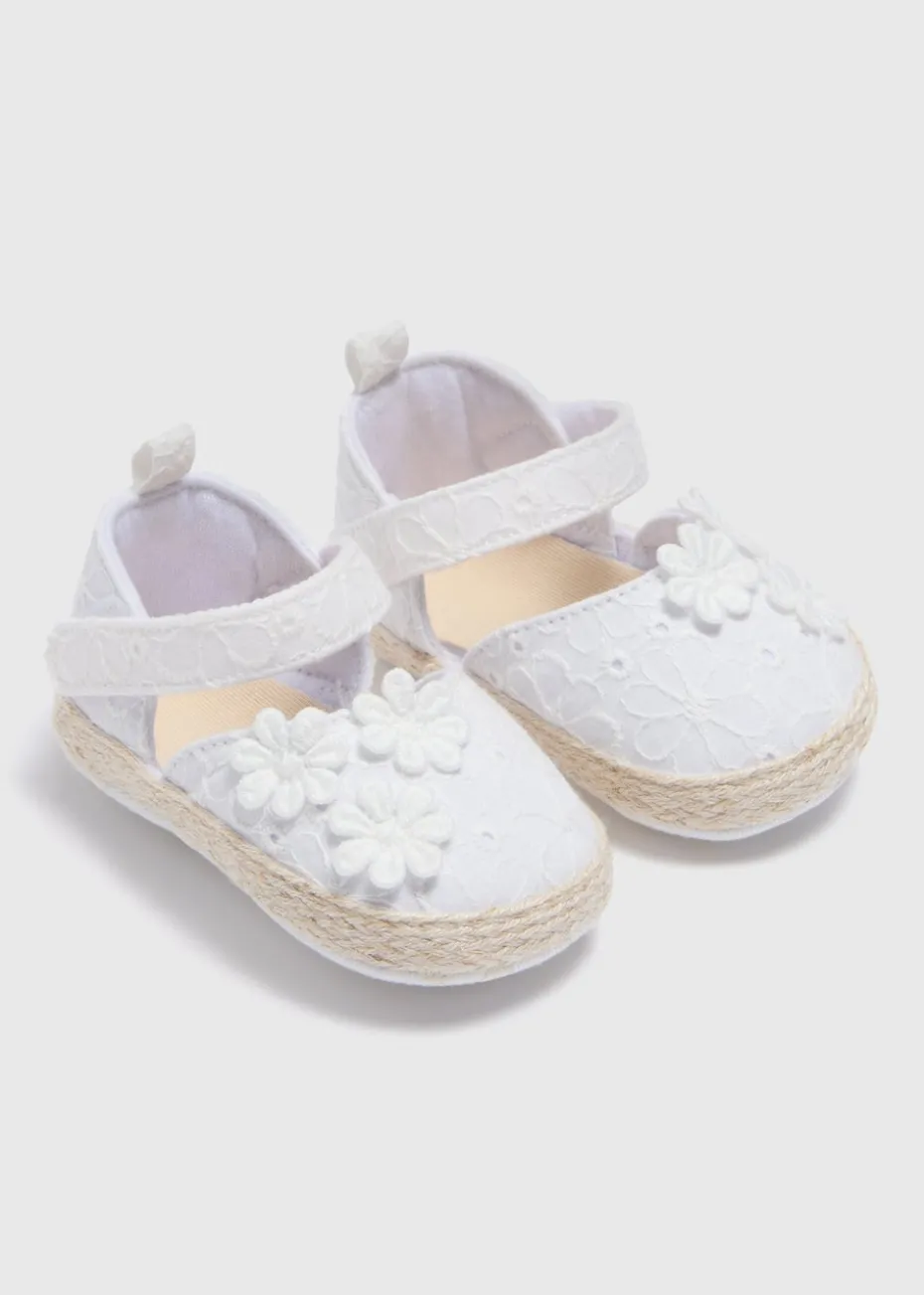 Baby White Broderie Mary Jane Shoes (Newborn-18mths)