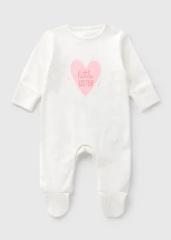 Baby White Little Sister Sleepsuit (Newborn-18mths)